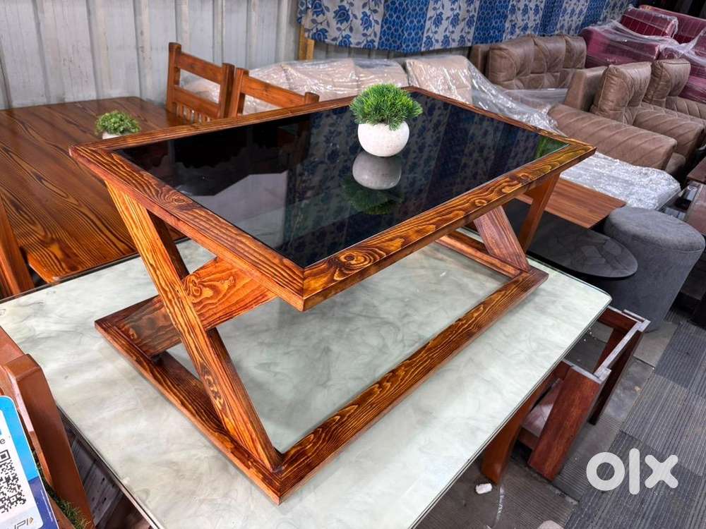 Solidwood center table with glasstop /teapoy /Coffee table