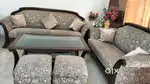 Royal TEAK wood 5 seater sofa set with 2 puffy