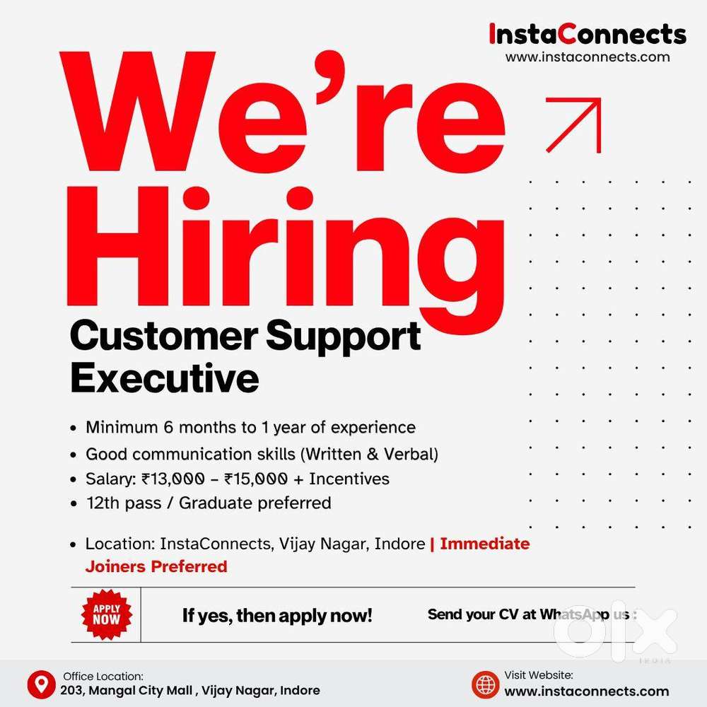 We’re Hiring – Customer Support Executive (100+ Openings)