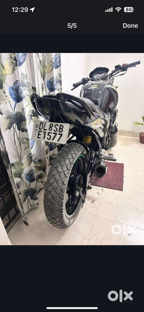 Black  bike modifyed with exhaust and horn