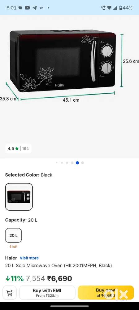 Haier 20L solo microwave oven seal pack sale