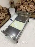 6 seater sofa with heavy glass center table