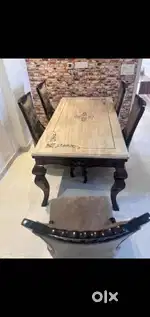 Luxurious 6 seater Pure Marble dining table with high quality wood