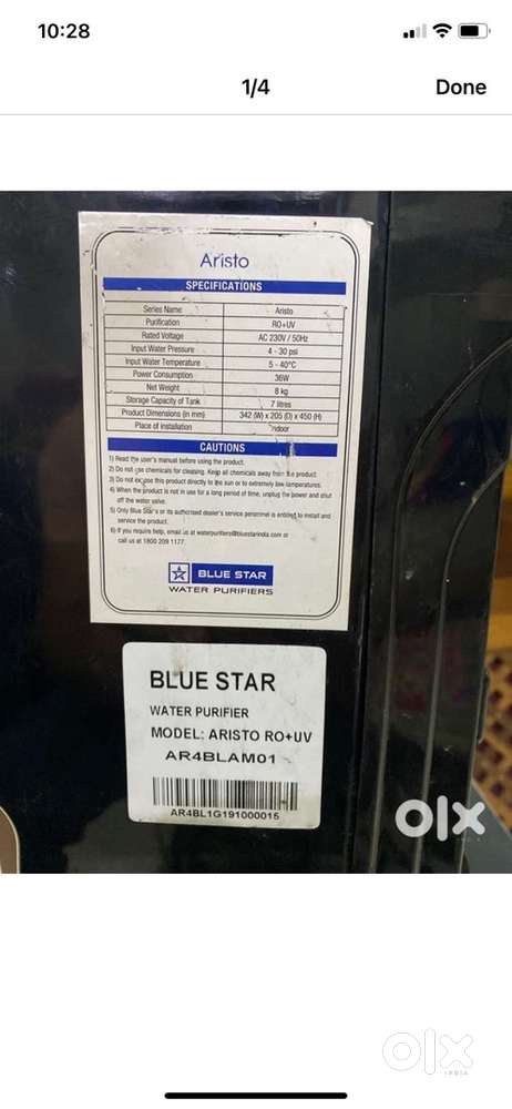 Bluestar RO UV purifier latest model