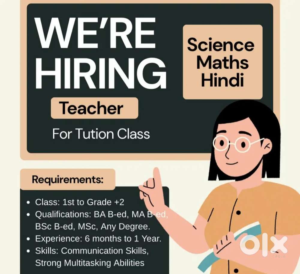 Wanted maths, science teacher for tuition centre