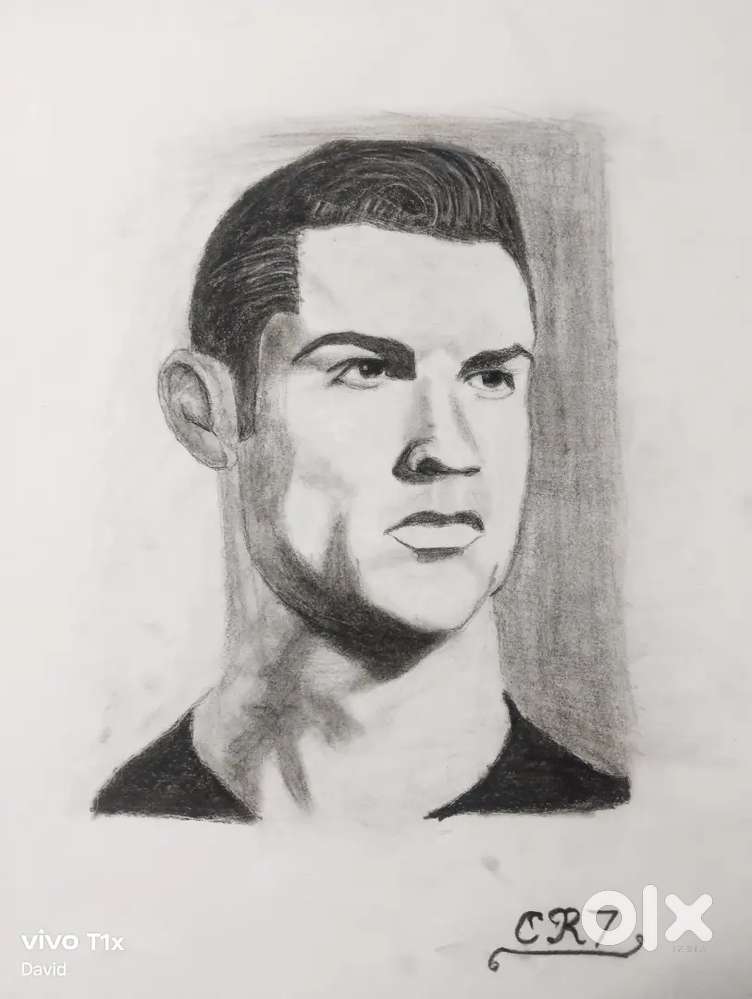 Cristiano Ronaldo realistic charcoal sketch