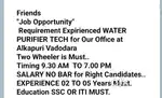 TECHNICIAN OF WATER PURIFIERS n RO in Vadodara