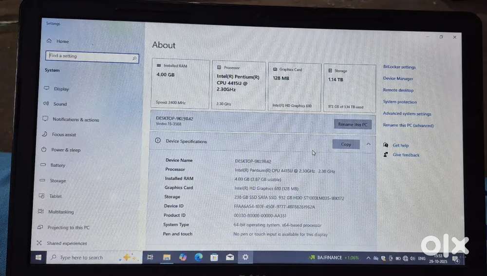 Dell Laptop with HDD+SSD for urgent sell (Wireless mouse included)