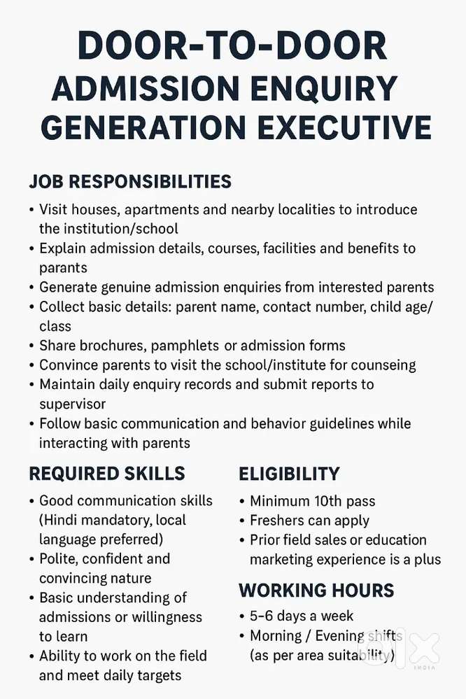 Door-to-Door Admission Enquiry Generation Executive