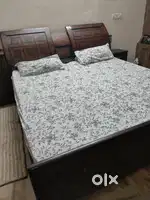 King size Wooden double bed with single side table