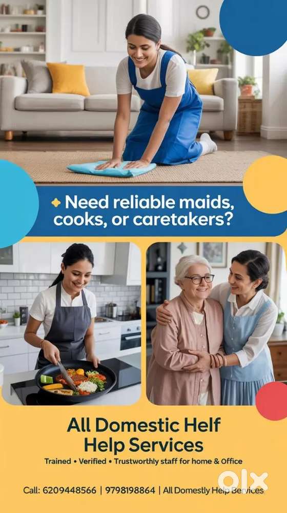 Housekeeping Staff Available  Maid, Cook, Baby Care, Patient Care