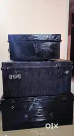 METAL TRUNK TIN BLACK PAINT 3 No's