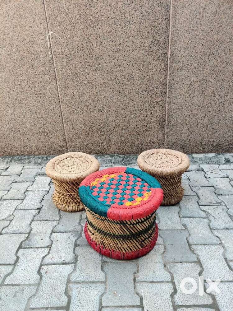 Mudda table set colorfull mudda basket cane furniture table stool