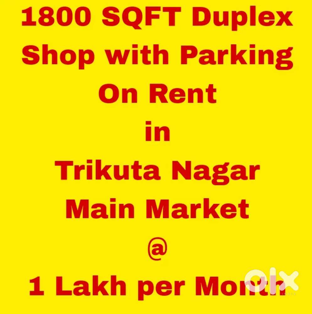 1800 SQFT Shop Available on Rent in Trikuta Nagar Main Market