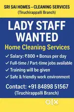 Wanted House Cleaning Helpers – Daily Wages ₹800–₹1000 – Trichy