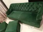Sofa with two additional matching color pufi