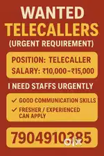 Looking for freshers for tellicalling