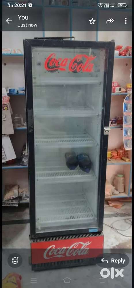 Ice cream fridge, shop fridge and wooden boxes for shop