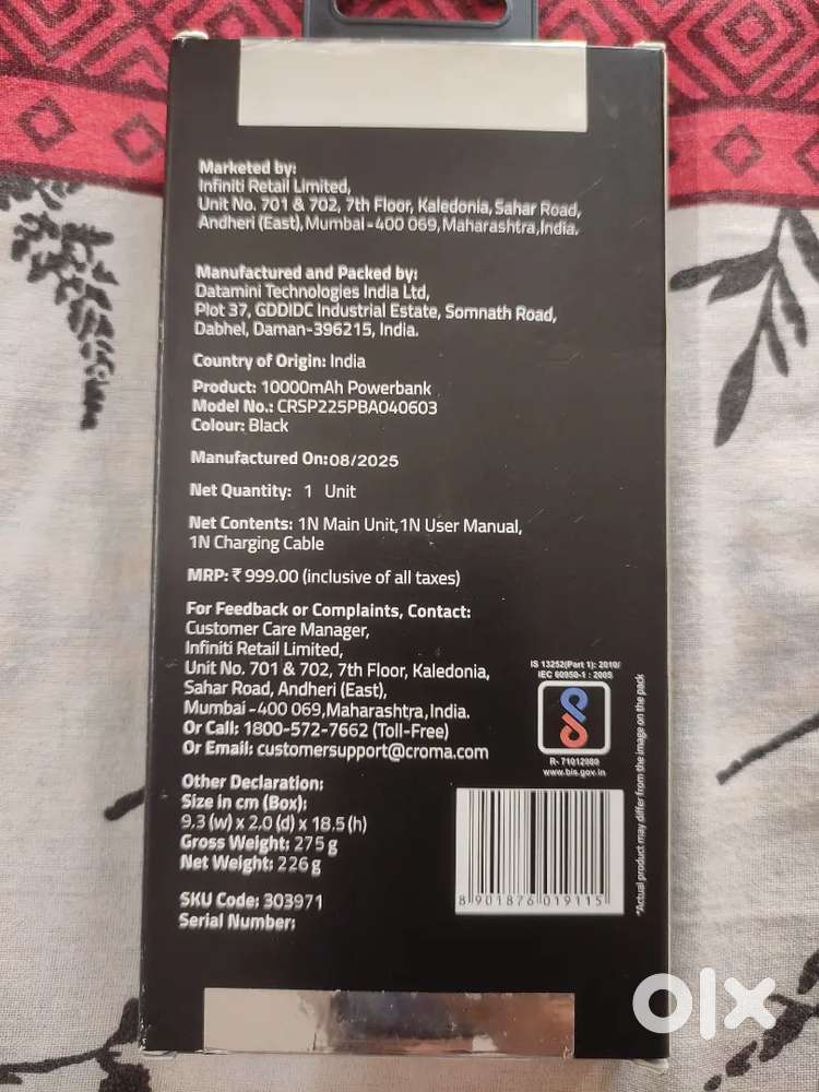 1 day old 10000 mAh Power Bank - Croma