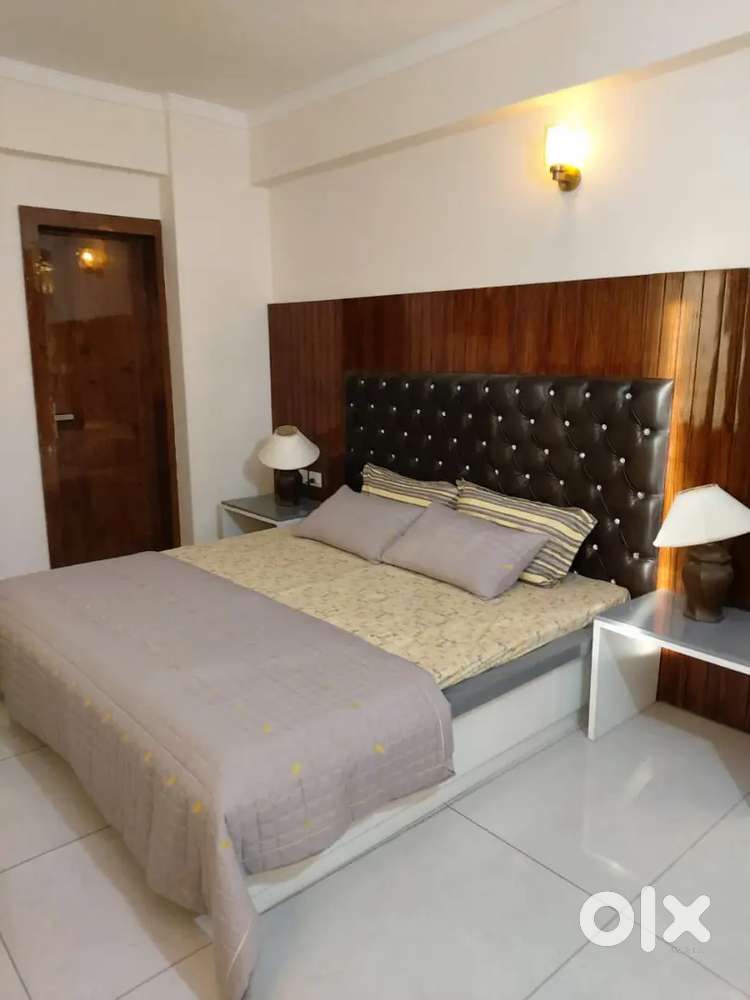 Fully furnished room Bed fan light AC fridge inverter geyser almirah s