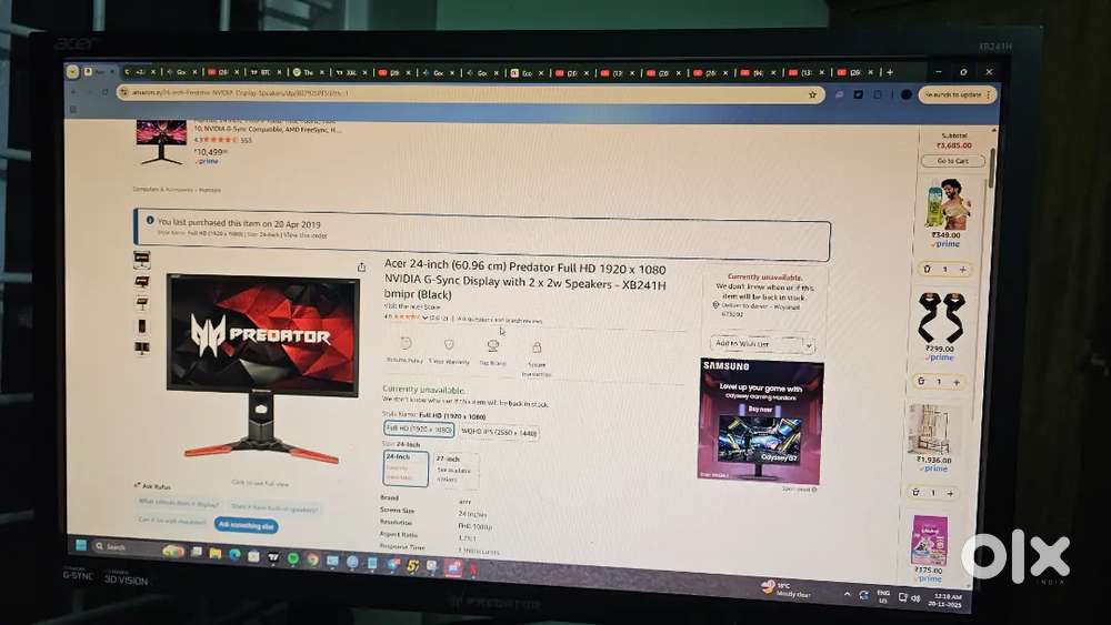 Acer Xb241h 144Hz Monitor