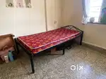 Metal single bed wooden ply and mattress, study table, chair