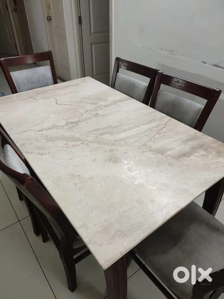 Marble Dining Table with 6 Chairs (Good Condition)