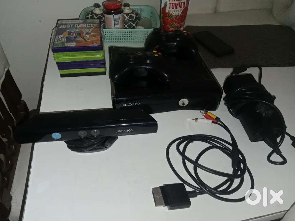 Xbox 360 with two remote games  stand by in red light
