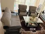 2+1+1 sofa set with glass top centre table