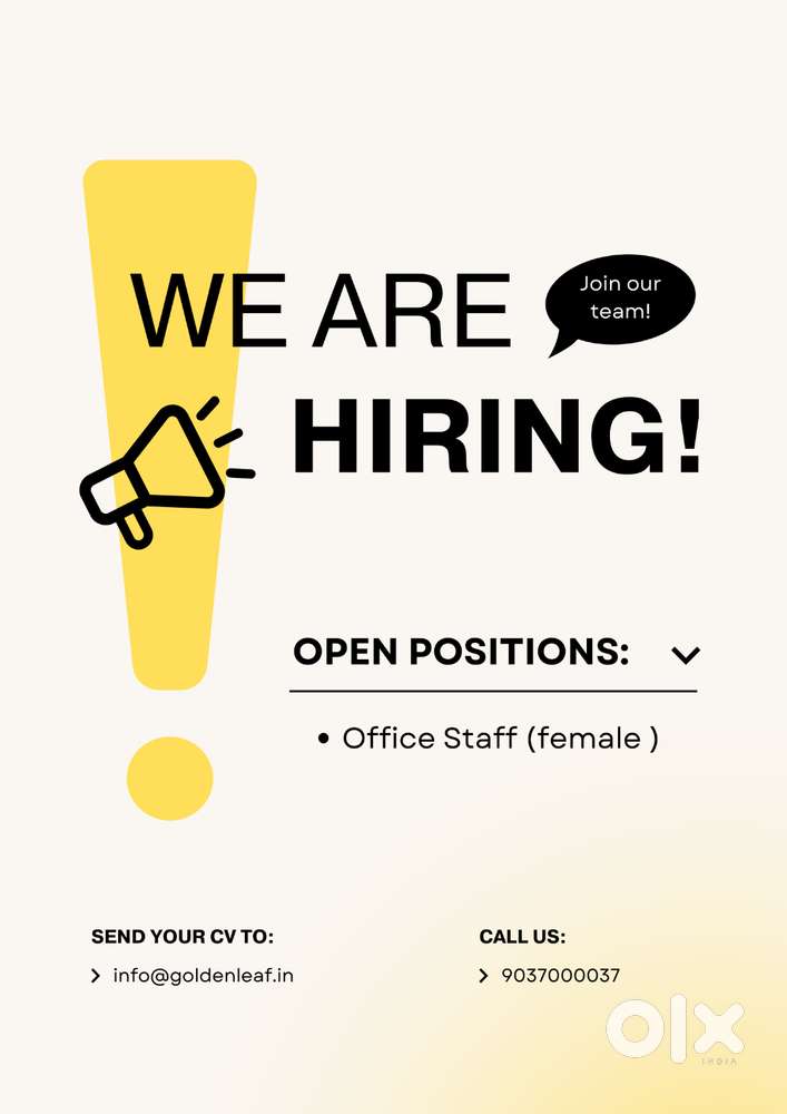Hiring Office Assistant – Goldenleaf Projects LLP  Thrissur