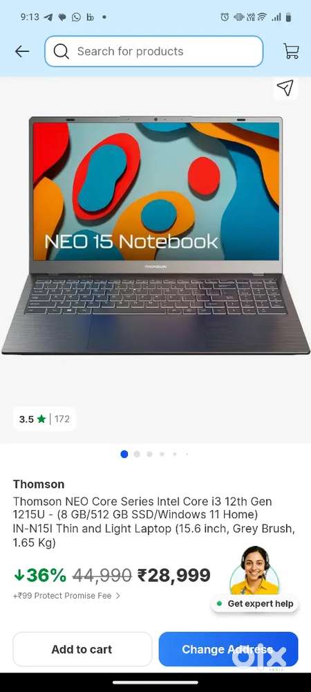 (Sealed Piece) Thomson i3 12 th gen laptop 256 gb storage