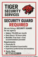 Security Guard Required – Tiger Security Services (Kurla West)