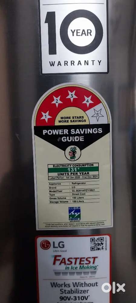 LG 190L refrigerator 4 star