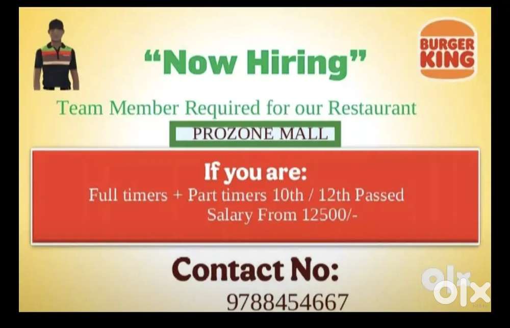 Team Members Required for Burgerking