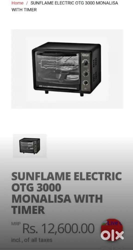 Sunflame OTG- 3000 Monalisa Microwave oven