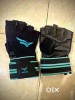 Leather Gym Gloves for Men & Women with Wrist Support (Size M)