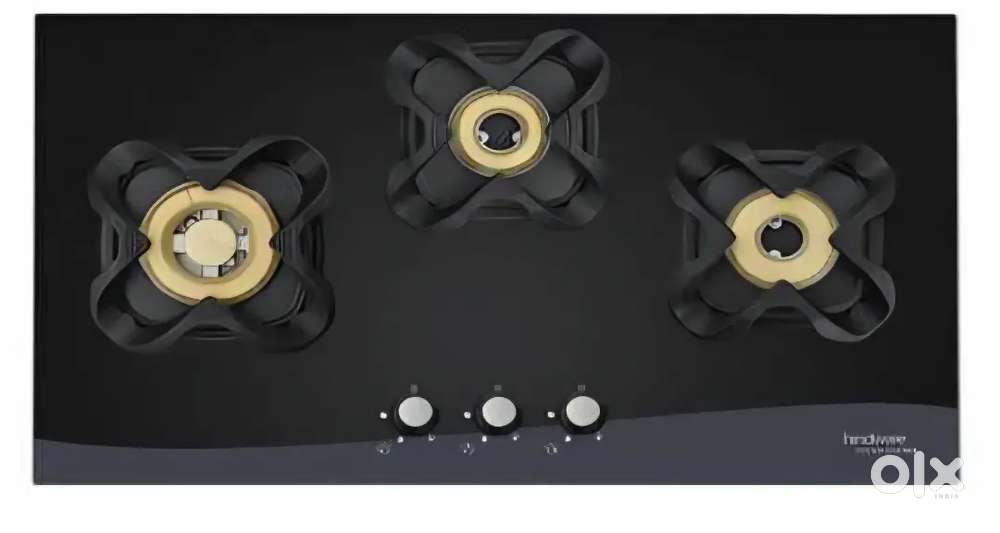 Hindware 3 burner Black Glass hob