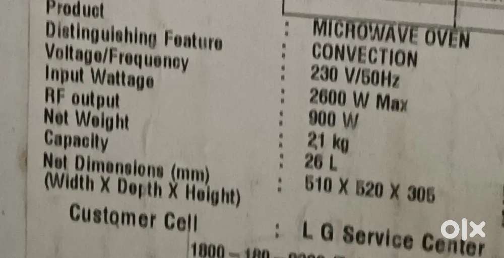 LG 26ltrs Microwave