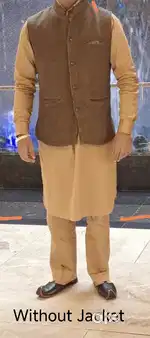 Punjabi golden Kurta pyjama set & Punjabi jutti (khussa) for Sale