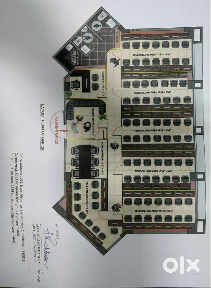 Fully furnished 80 work station office with cabins + reception