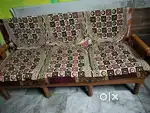Sheesham wood sofa with center table glasses