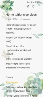 Home tutor available