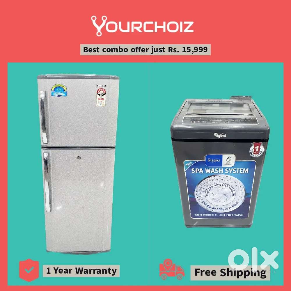 Home Appliance Combo: Double Door Refrigerator & Top Load Washing