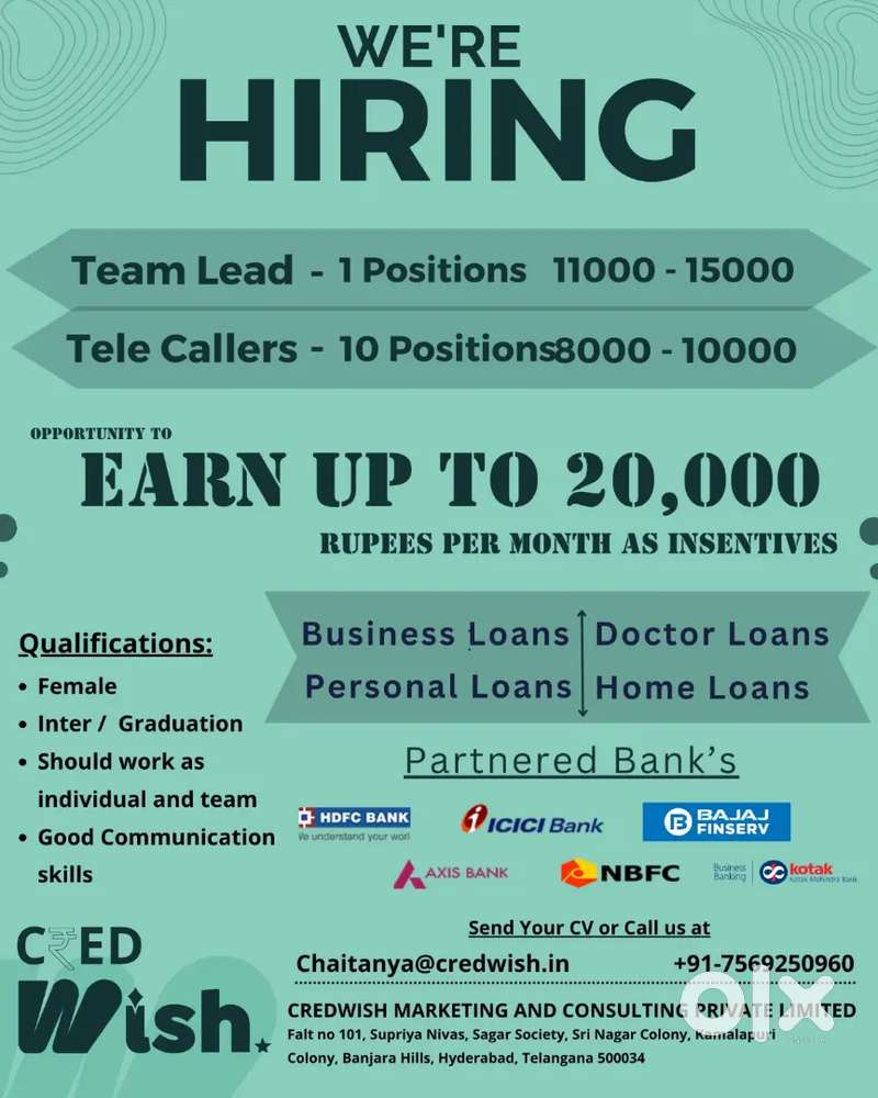 Hiring for telecallers and team lead