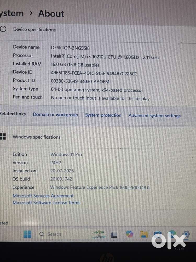 HP Laptop intel Core i5-1021OU CPU 1.60GHz