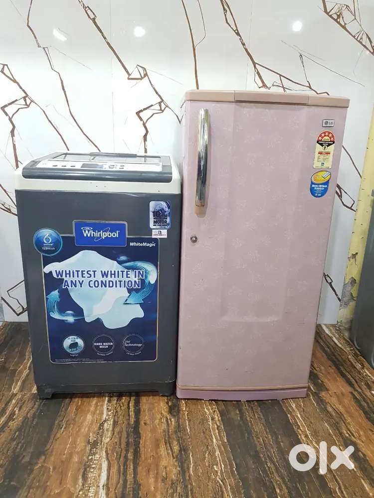 Lg 192 ltrs single door refrigerator and Whirlpool washing machine