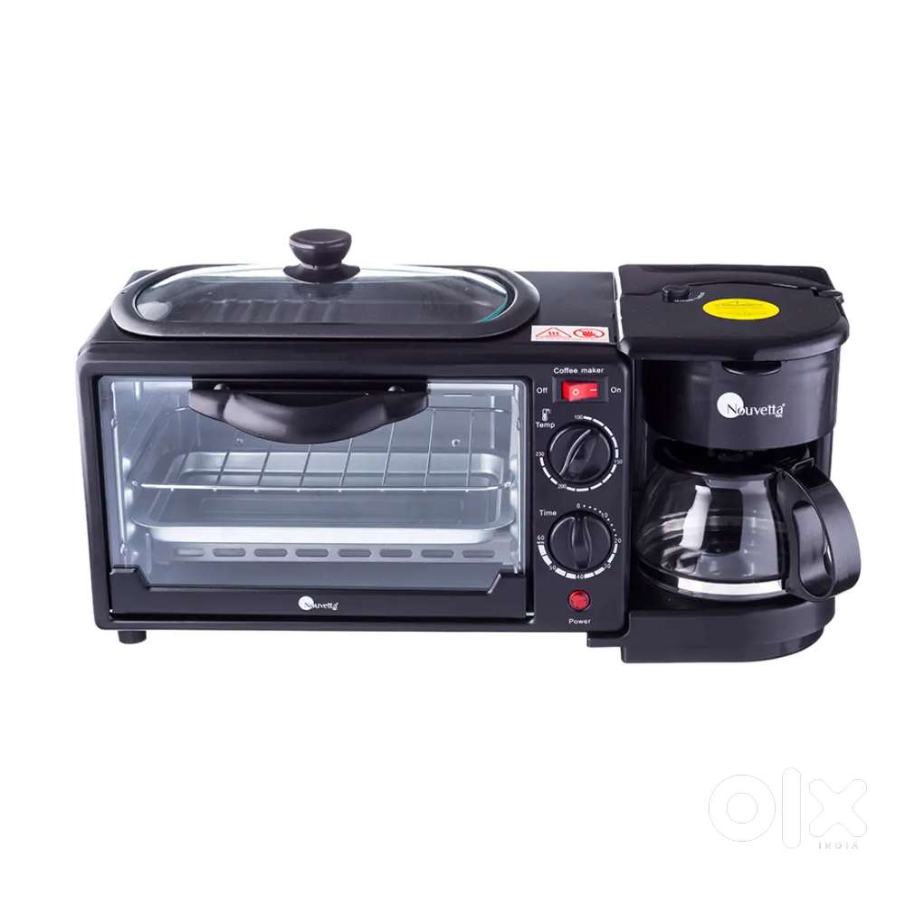 Nouvetta 3 in 1 Breakfast Maker:Coffee Maker,Toaster Oven & Frying Pan