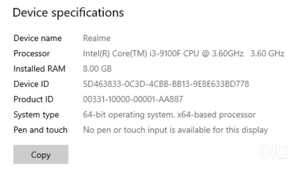 i3-9th gen 8GB 500GB SSD