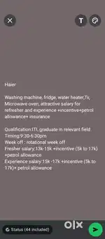 Required for Techinican