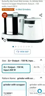 New Seal Pack Butterfly Abs Smart Wet Grinder, 2L
